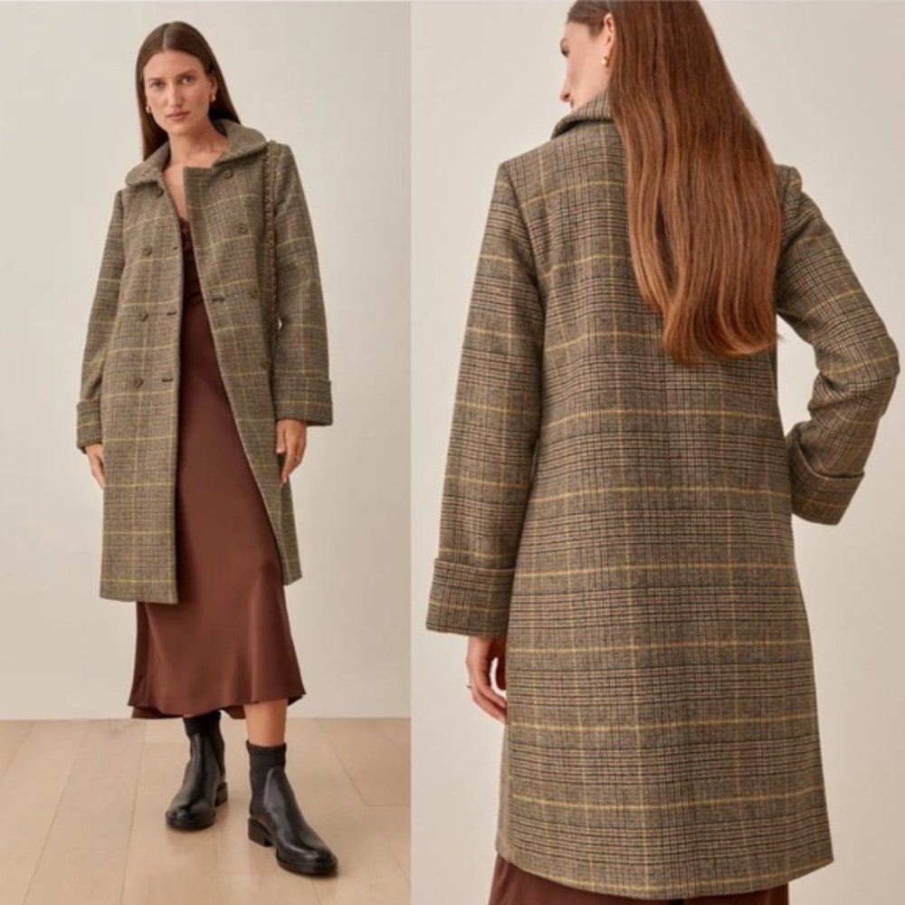 Reformation Jacob Coat - Peacoat in Beige/Plaid